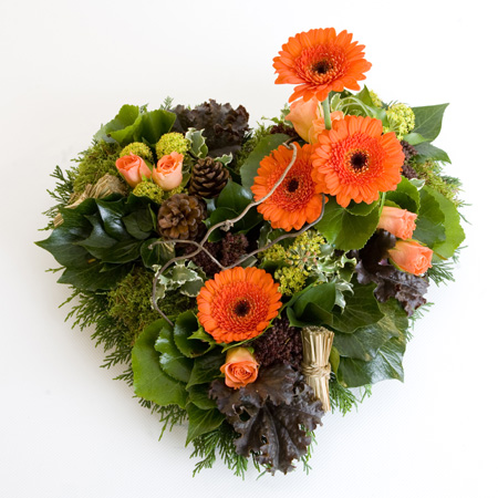 Grouped Heart Including Gerbera & Roses With Mixed Foliages Reference: SYM21